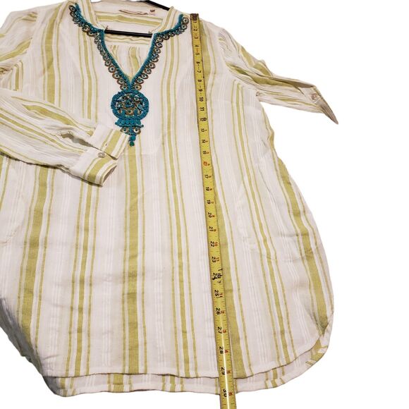 Soft Surroundings Elisha Tunic Turquoise Bead Trim Size Medium - Picture 5 of 10